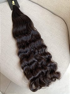 Cabelo Brasileiro do Sul Ondulado Castanho Médio 75cm 84g