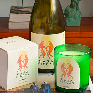 Kit de Vinho Laranja Natural Casa Viccas Lorena com Vela Aromática