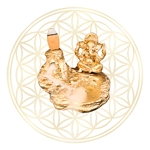 Incensário Cascata Ganesha Dourado