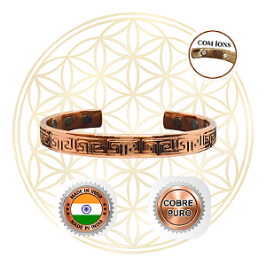 Bracelete de Cobre Magnético Ajustável FLUIR - VERSACE GRECA