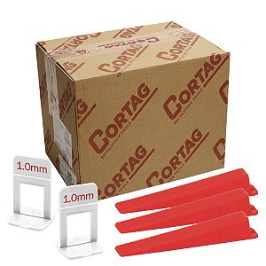 Espaçador Nivelador Slim Para Piso Porcelanato Cortag - Caixa com 1000un + 100 Cunhas Slim