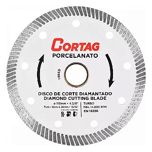 Disco de Corte Porcelanato Turbo Diamantado 14000rpm 110x20mm - Cortag