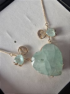 Colar filhos meninos gêmeos com pedra fusion