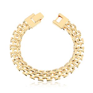Pulseira Corrente Relógio Fecho Quadrado 16cm