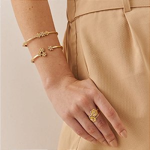 Bracelete com Flores Cravejada de Zircônias