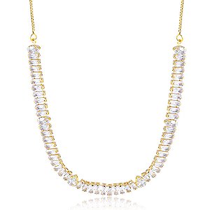 Colar Choker Riviera Baguete Com Gotinhas
