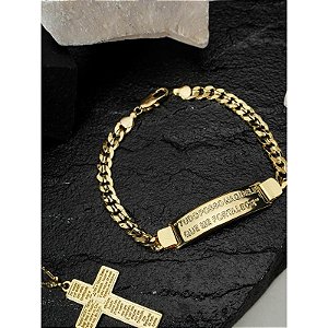 Pulseira masculina placa TUDO POSSO