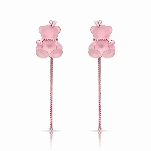 Brinco urso bear pink corrente