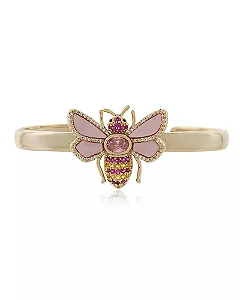 Bracelete bee abelha cravejado e madreperola rosa