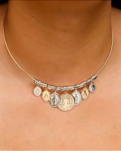 Choker Aro Com Pingentes  Religiosos