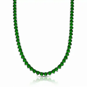 Colar Riviera Esmeralda 3 Garras 4mm ródio