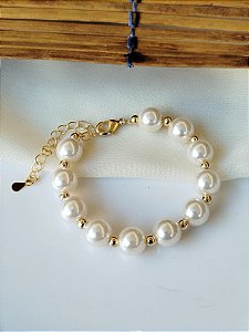Pulseira Com Pérolas e Esfera