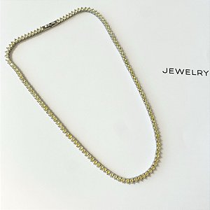 Colar Riviera Citrino 3 pontas 3mm amarelo