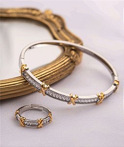 Anel X Inspired Tiff Cravejado Com Zircônias