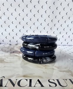 Kit com 4 Pulseiras Resina Boho Preto