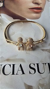Bracelete com Pingente Filho Casal Passante Cravejado