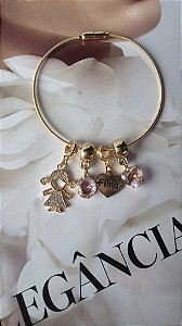 Pulseira Corda Violão com Pingentes Menina Filha