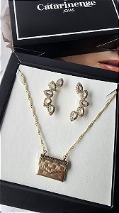 Mix Relicário Carta e Brinco Earcuff Pedraria