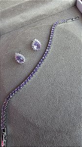Pulseira Riviera 3mm 3 Garras Tanzanita Lavanda
