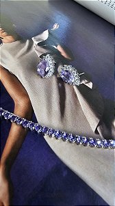 Colar Riviera 3 Garras Tanzanita 2mm Rígida Lavanda
