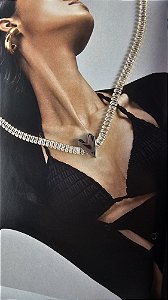 Choker Riviera Baguete 6mm Com Pigente Passante Coração