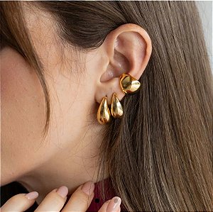 Piercing Fake Ajustável Liso Bold Dourado