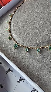 Choker Gargantilha com Gotas em Verde Turmlina