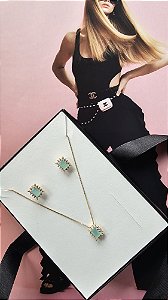 Conjunto Colar e Par de Brincos Esmeralda Colombiana