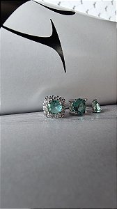 Trio de Brincos Pedra Turmalina Paraiba