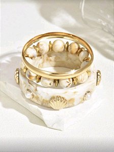 Trio de Bracelete Summer Concha Esmaltado