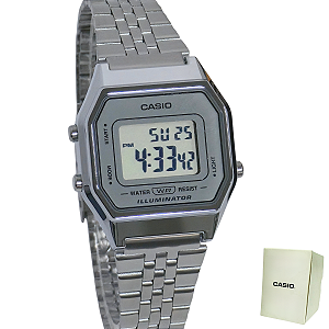Relógio Casio Feminino Digital Vintage Prateado LA680WA-7DF