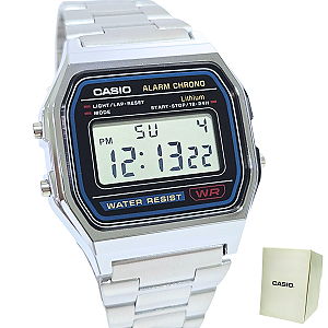 Relógio Casio Unissex Vintage Digital Prateado A158WA-1DF