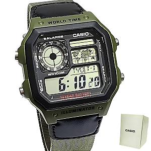 Relógio Casio Masculino Digital Preto/Verde AE-1200WHB-3BVDF