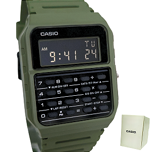 Relógio Casio Digital Calculadora 2 em 1 Verde Militar CA-53WF-3BDF
