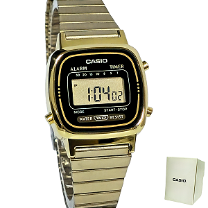 Relógio Casio Digital Vintage Feminino Dourado LA670WGA-1DF