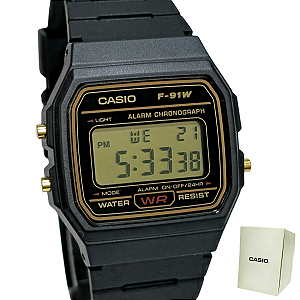 Relógio Casio Digital Vintage Unissex F-91WG-9QDF