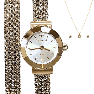 Relógio Technos Feminino Elegance Duas Voltas Mini Dourado 5Y20IP/4X