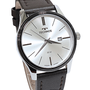 Relógio Technos Masculino Analógico Classic Steel Couro 2115MPP/1K