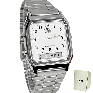 Relógio Casio Unissex Anadigi Social Prateado AQ-230A-7BMQ