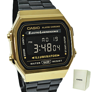 Relógio Casio Digital Vintage Unissex Preto A168WEGB-1BDF