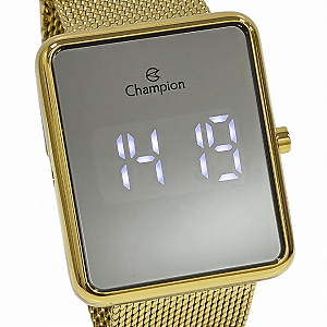 Relógio Champion Feminino Digital Led Dourado Espelhado CH40080B