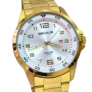Relógio Seculus Masculino Analógico Long Life Dourado 20802GPSVDA1