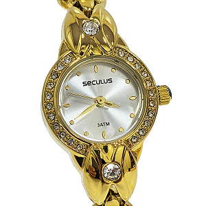 Relógio Seculus Feminino Analógico Dourado Mini Kit 20455LPSKDB1K1