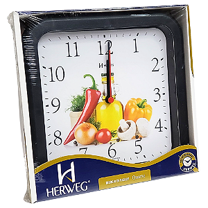 Relógio de Parede Quartz Herweg Analógico Legumes Preto 660001 - 034