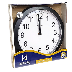 Relógio de Parede Herweg Quartz Analógico Redondo Preto 660043 - 034