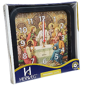 Relógio de Parede Herweg Quartz Quadrado Santa Ceia Preto 6696 - 034