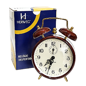 Relógio Despertador Herweg Analógico Mecânico Nogueira 2237 - 177