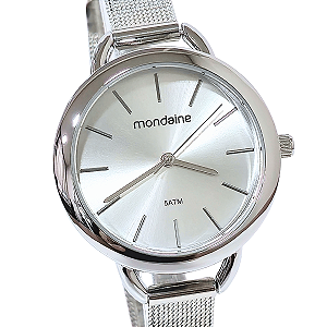 Relógio Mondaine Feminino Analógico Prateado Mesh de Aço 53612L0MVNE2