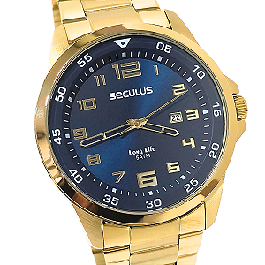Relógio Seculus Masculino Analógico Dourado Long Life 20802GPSVDA2