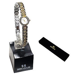 Relógio Seculus Feminino Analógico Cristais Mini 44067LPSVBB2
